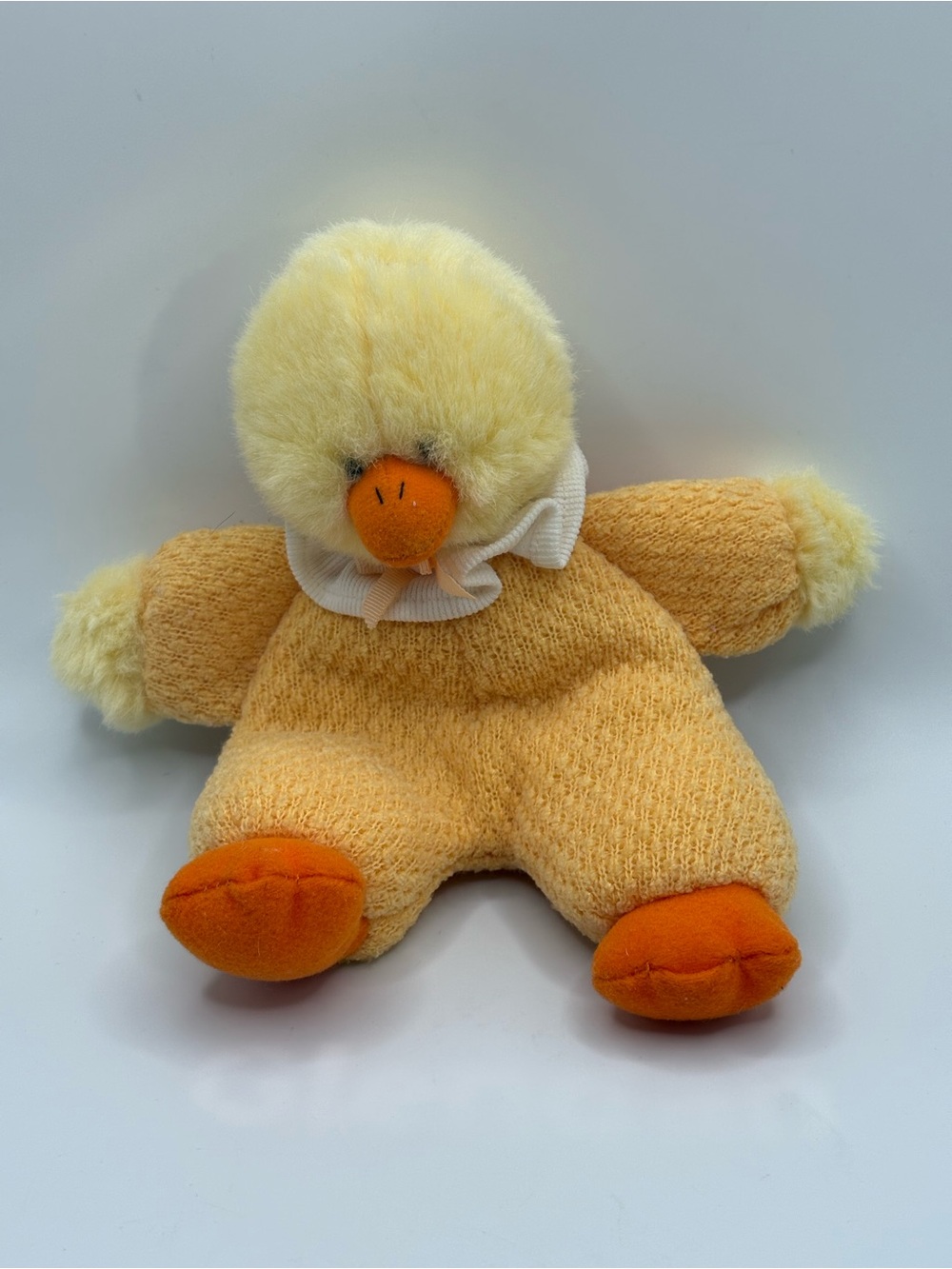 VTG Russ Berrie Quackity Duck Plush Orange Yellow Waffle Weave Body No Tags 8”